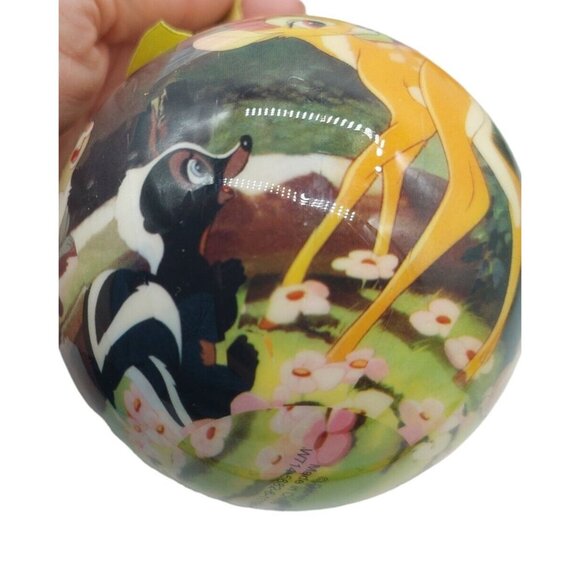 Disney Bambi Christmas Ball Ornament Yellow Green Ribbon Paper Mache - Picture 7 of 11